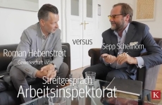 vida-Vorsitzender Roman Hebenstreit diskutiert mit NEOS-Politiker und Unternehmer Sepp Schellhorn beim KURIER-Streitgespräch.