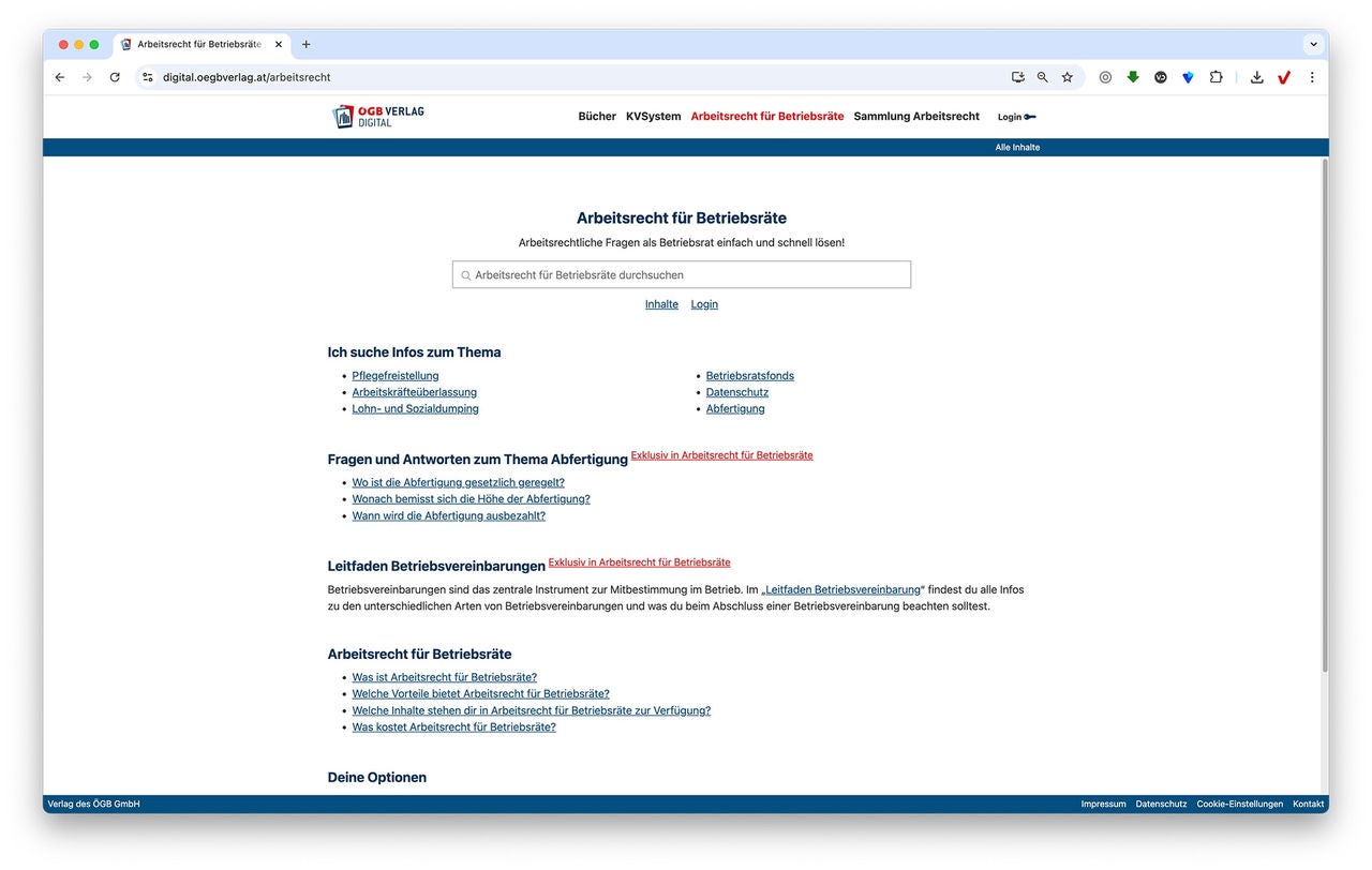 Vida sammlung arbeitsrecht oegb verlag screenshot