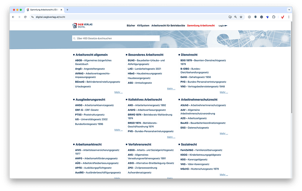 Sammlung Arbeitsrecht ÖGB-Verlag Screenshot