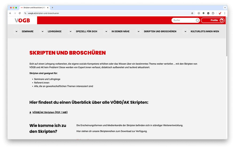 VÖGB Scripten und Broschüren