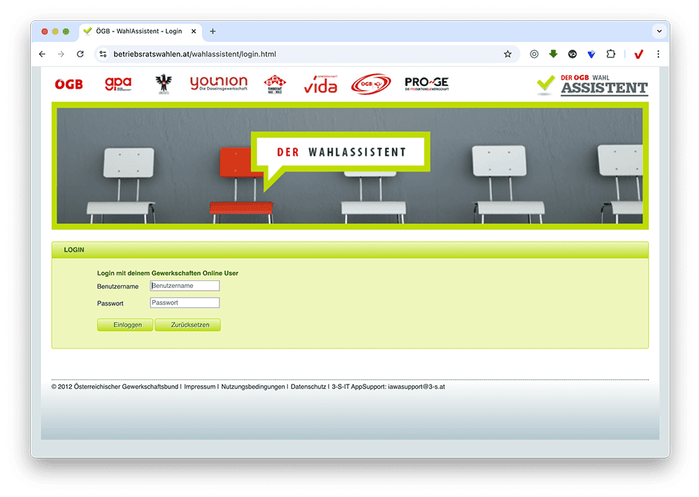 Screenshot von https://www.betriebsratswahlen.at/wahlassistent/login.html