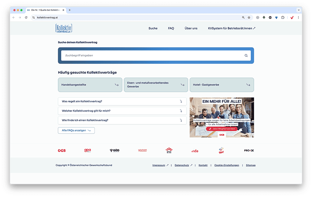 Screenshot von https://www.kollektivvertrag.at/
