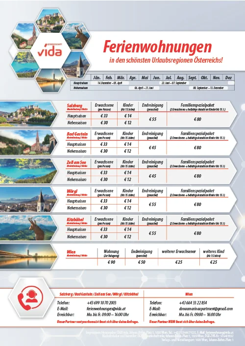 vida Ferienwohnungen Preisliste 2025