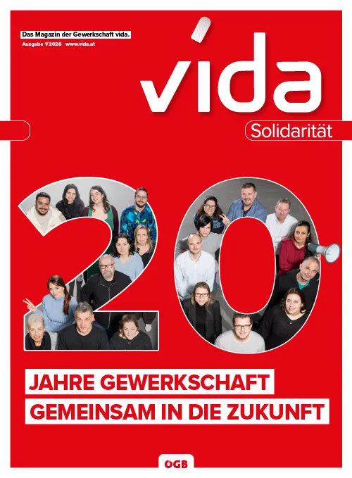 vida-Magazin 1/2026: 20 Jahre Gewerkschaft vida – Gemeinsam in die Zukunft