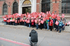 Gewerkschaftsprotest vor dem Festakt „100 Jahre Sozialministerium“ am 5. November 2018 